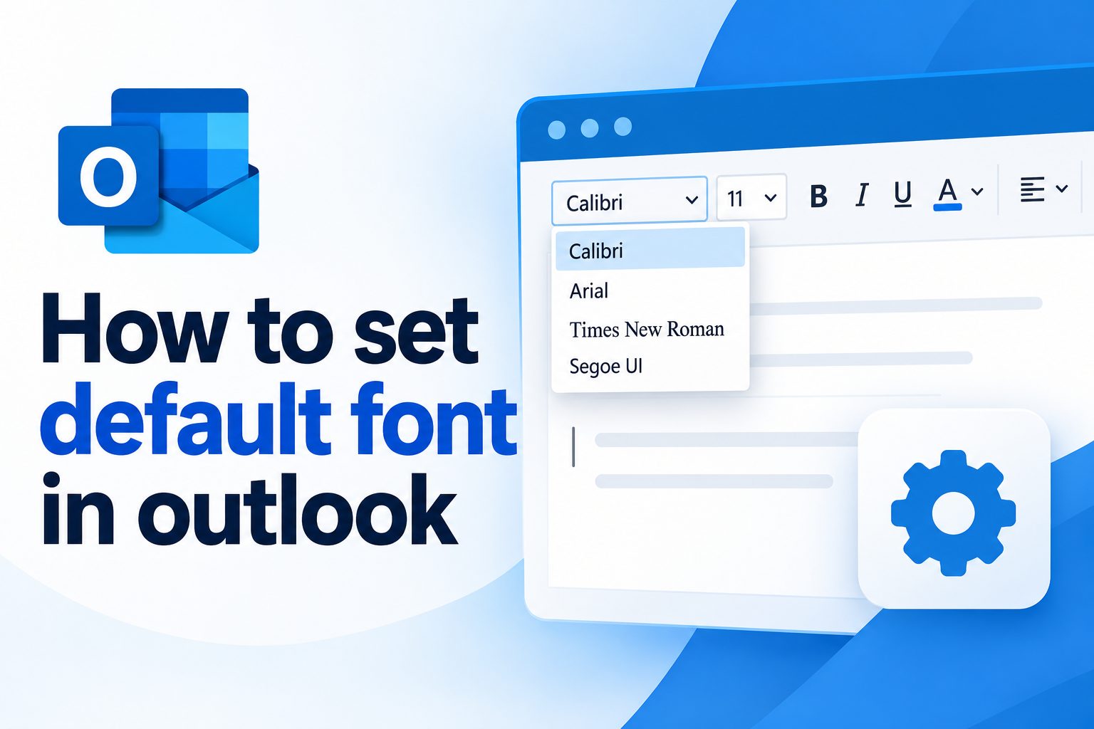 Outlook settings showing how to choose a default font for emails